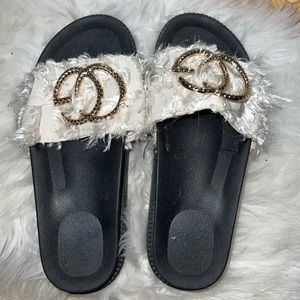 Furry GG slides worn probably once , a little platform, super comfy